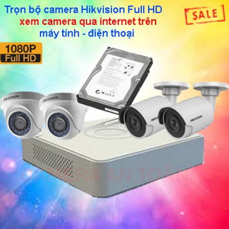 Trọn bộ 04 camera giám sát chất lượng cao Hikvision Full HD 2.0