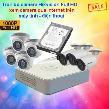Trọn bộ 7 camera giám sát chất lượng cao Hikvision Full HD 2.0