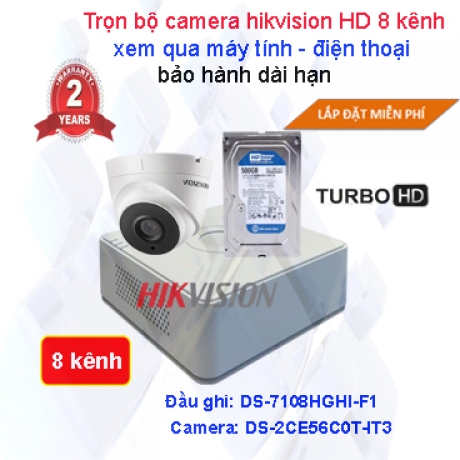 Trọn bộ camera quan sát 8 kênh Hikvision HD 720P cao cấp